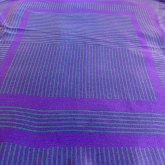 Silk Laundry 100% Silk Scarf – Purple & Teal Geometric Design – 24” Square - Picture 10 of 10